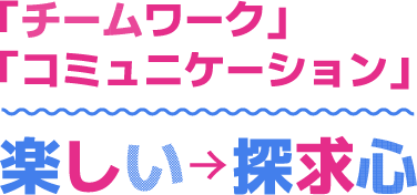 「チームワーク」「コミュニケーション」楽しい→探求心